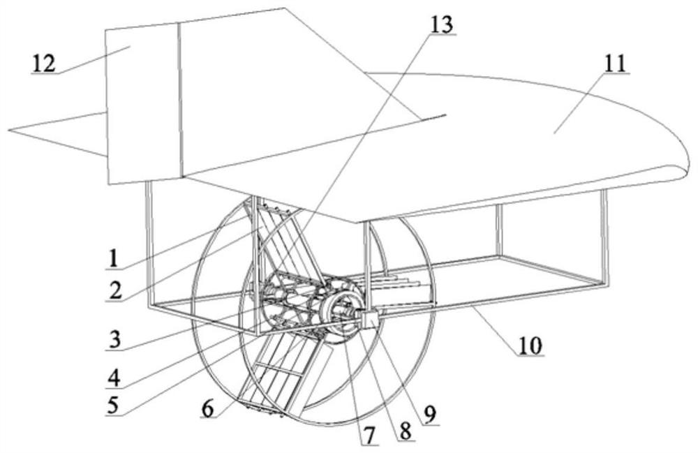 Rotatable horizontal single-wheeled moving-wing aircraft with fixed wings