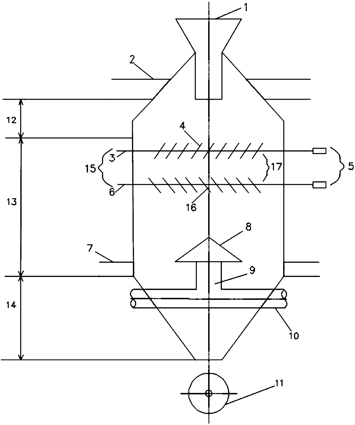 Sloping panel flow guide vertical sintering ore cooling and waste heat recovery device