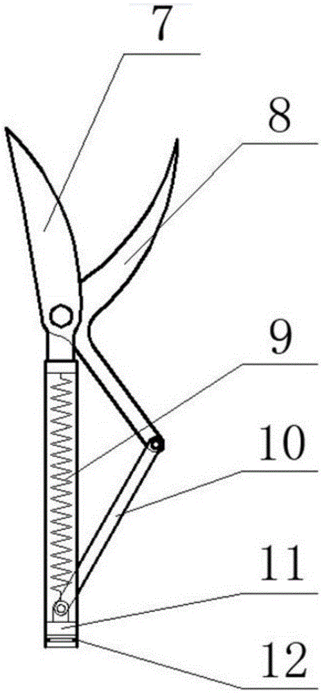 Pneumatic type high branch fruit thinning scissors