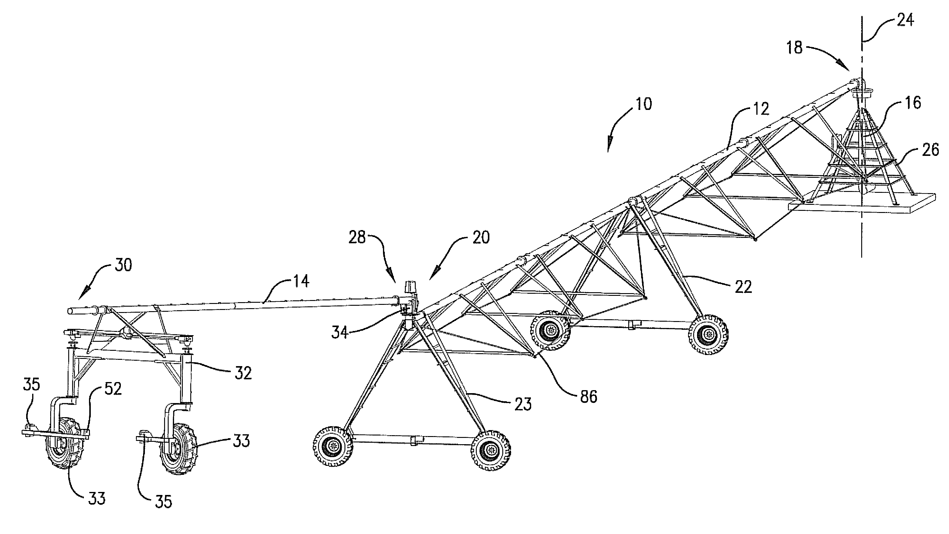 Method, apparatus, and computer program for irrigating a field space with a center pivot irrigation machine