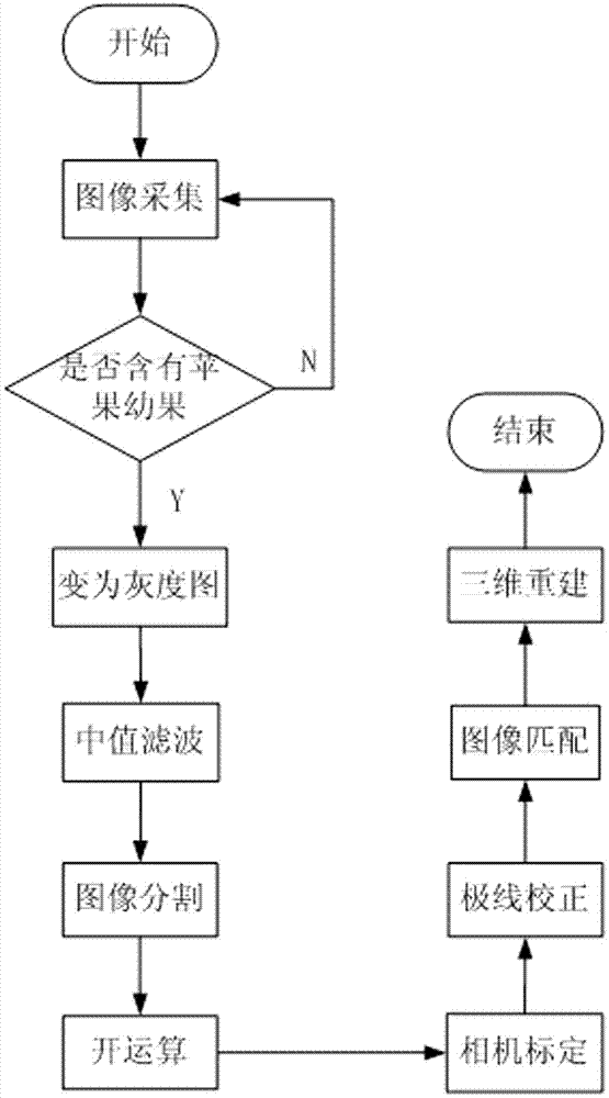 Apple fruitlet bagging robot visual positioning method