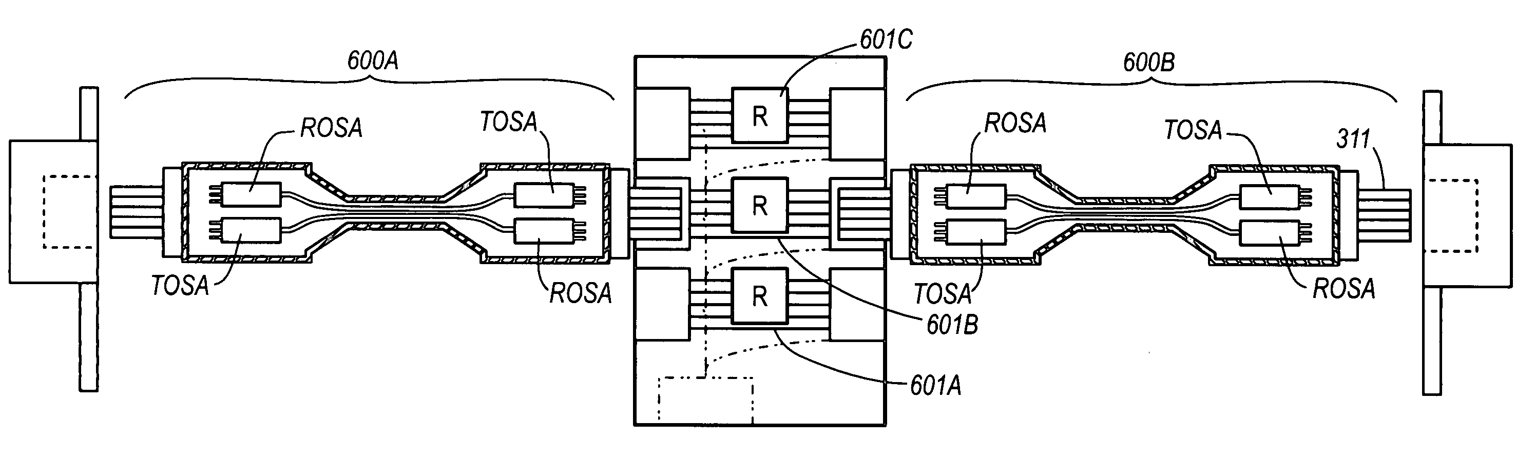 Active optical cable with integrated eye safety