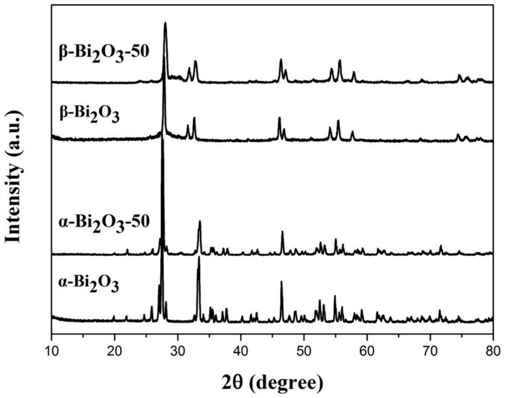 Bismuth oxide photocatalyst containing bismuth defects in different crystal phases and preparation method thereof