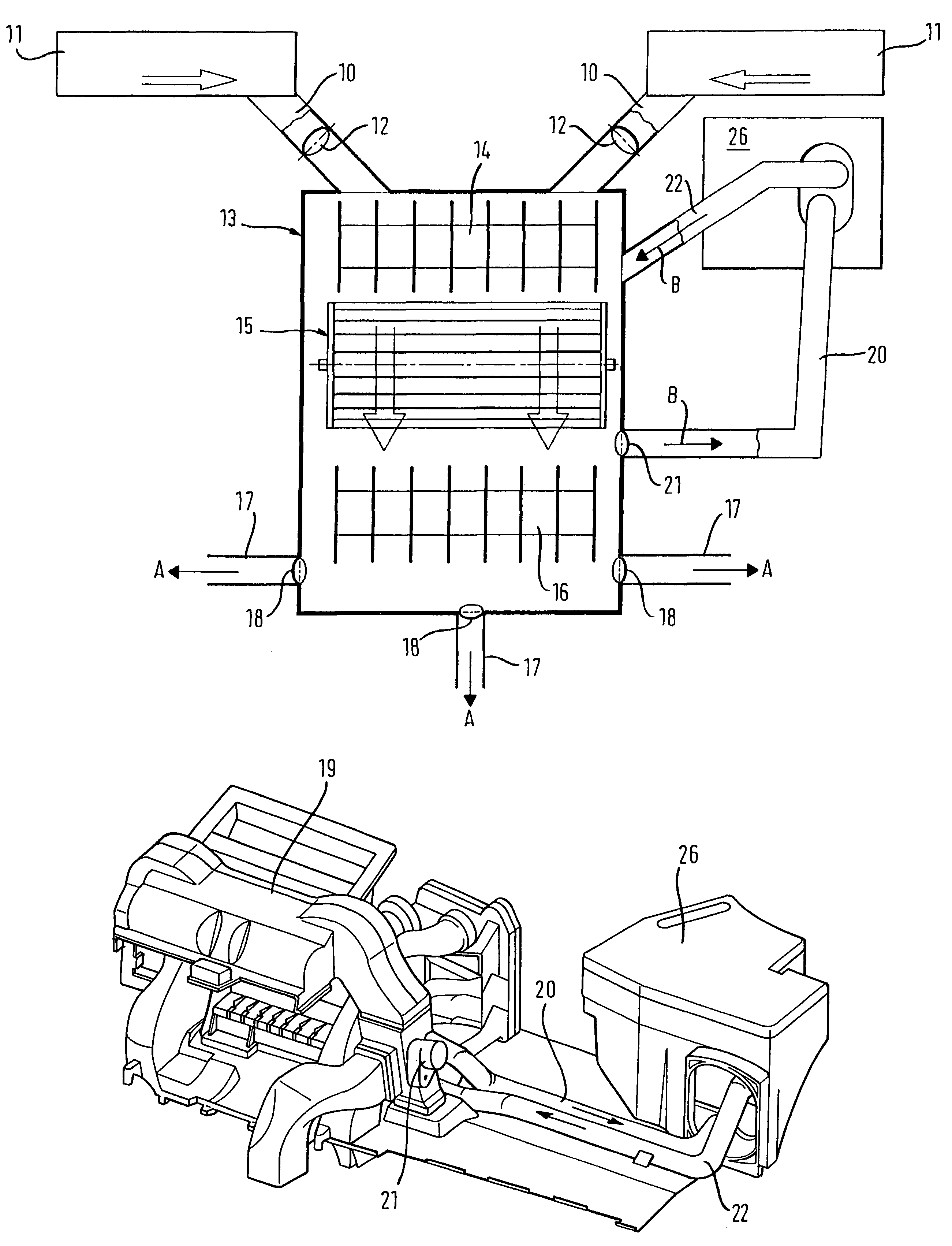 Combined cooling/climate control system for motor vehicles