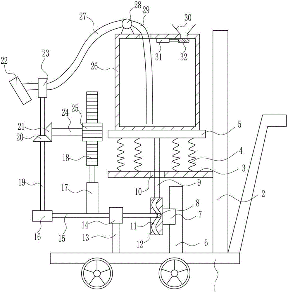 Efficient pesticide spraying device for pineapple planting