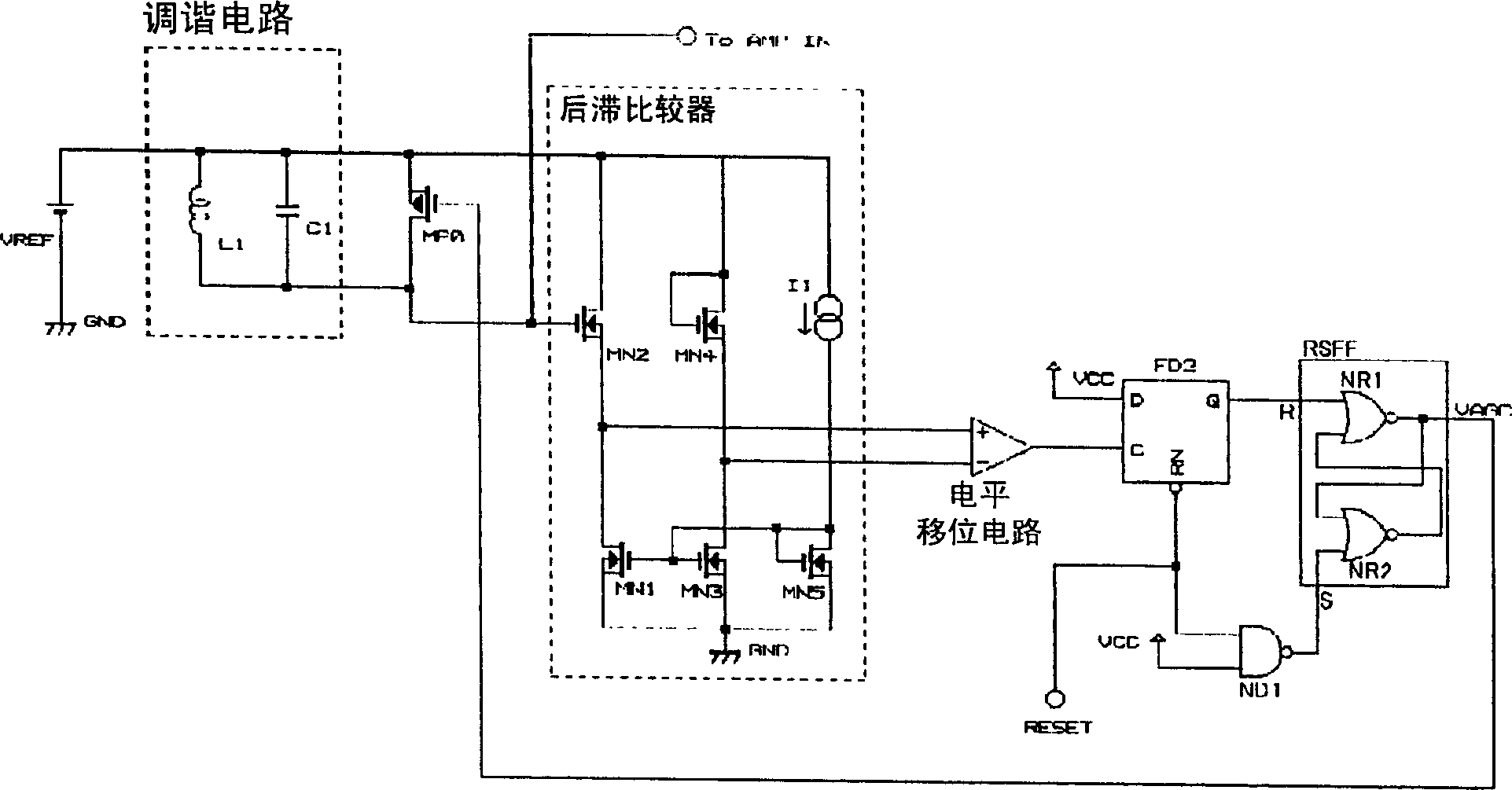 Tuned circuit with variable amplitude function and integrated circuit for radio communication device