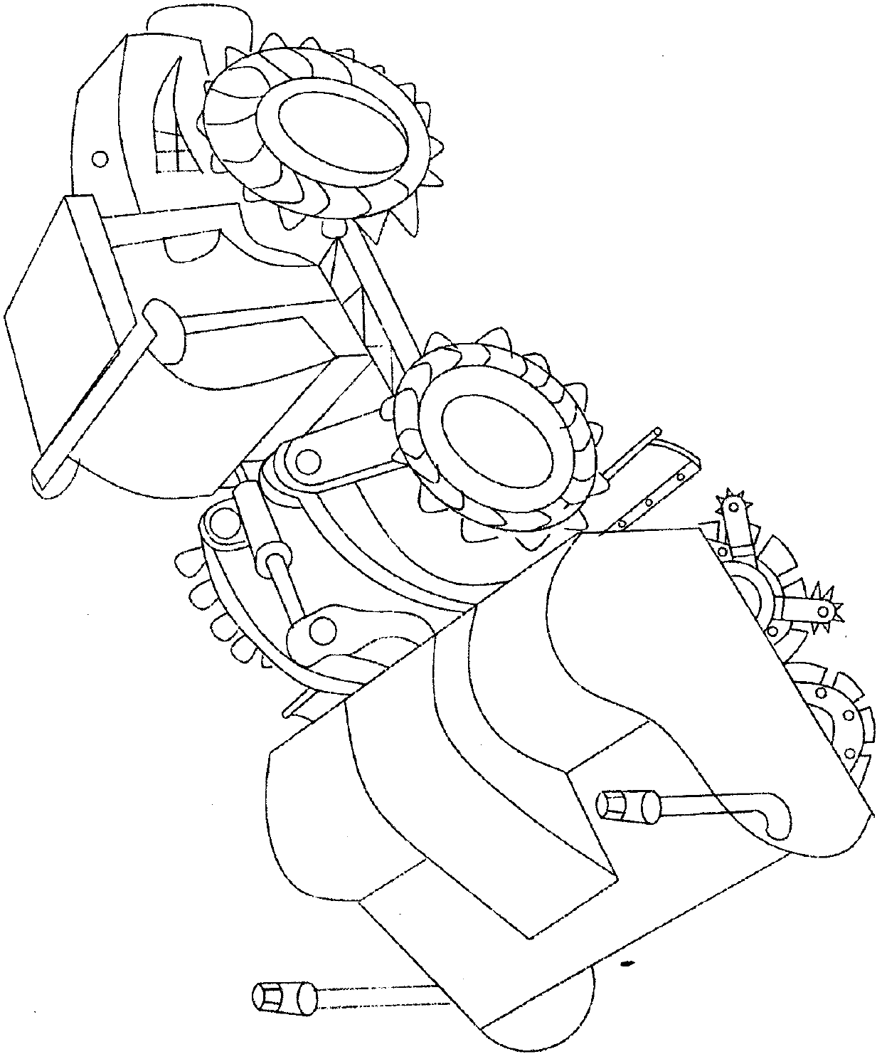 Saw blade type hob and gear type hob combination road ice crushing roller