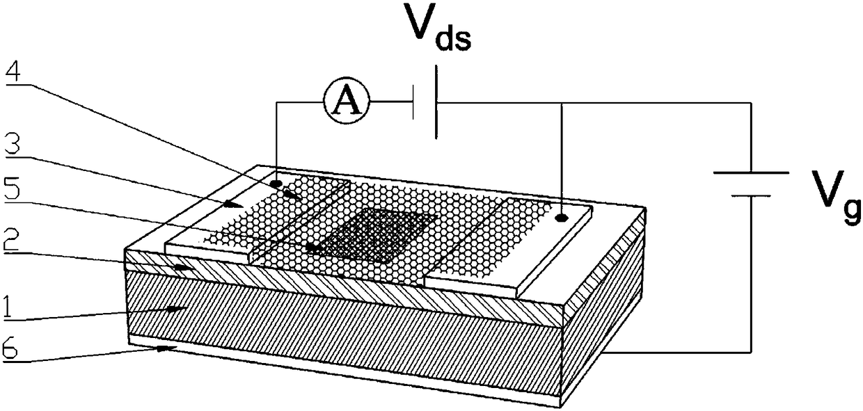 Photoconductive detector and preparation method based on boron-doped silicon quantum dot/graphene/silicon dioxide