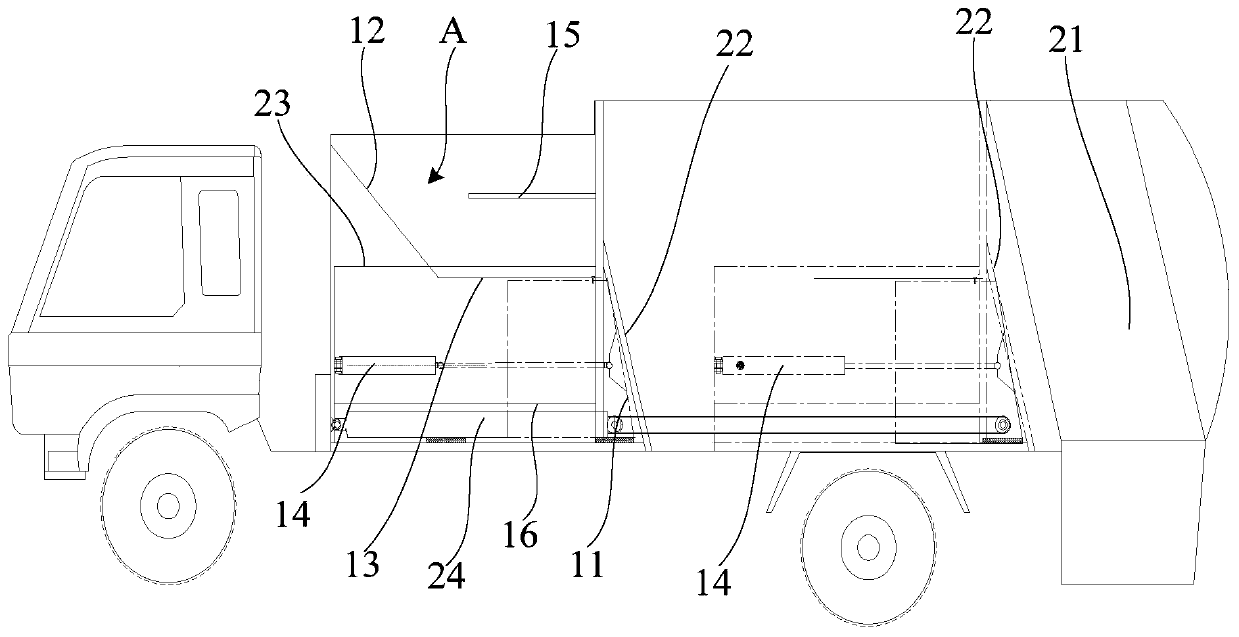 Carriage and garbage truck with large and small pushing shovel combined compression device