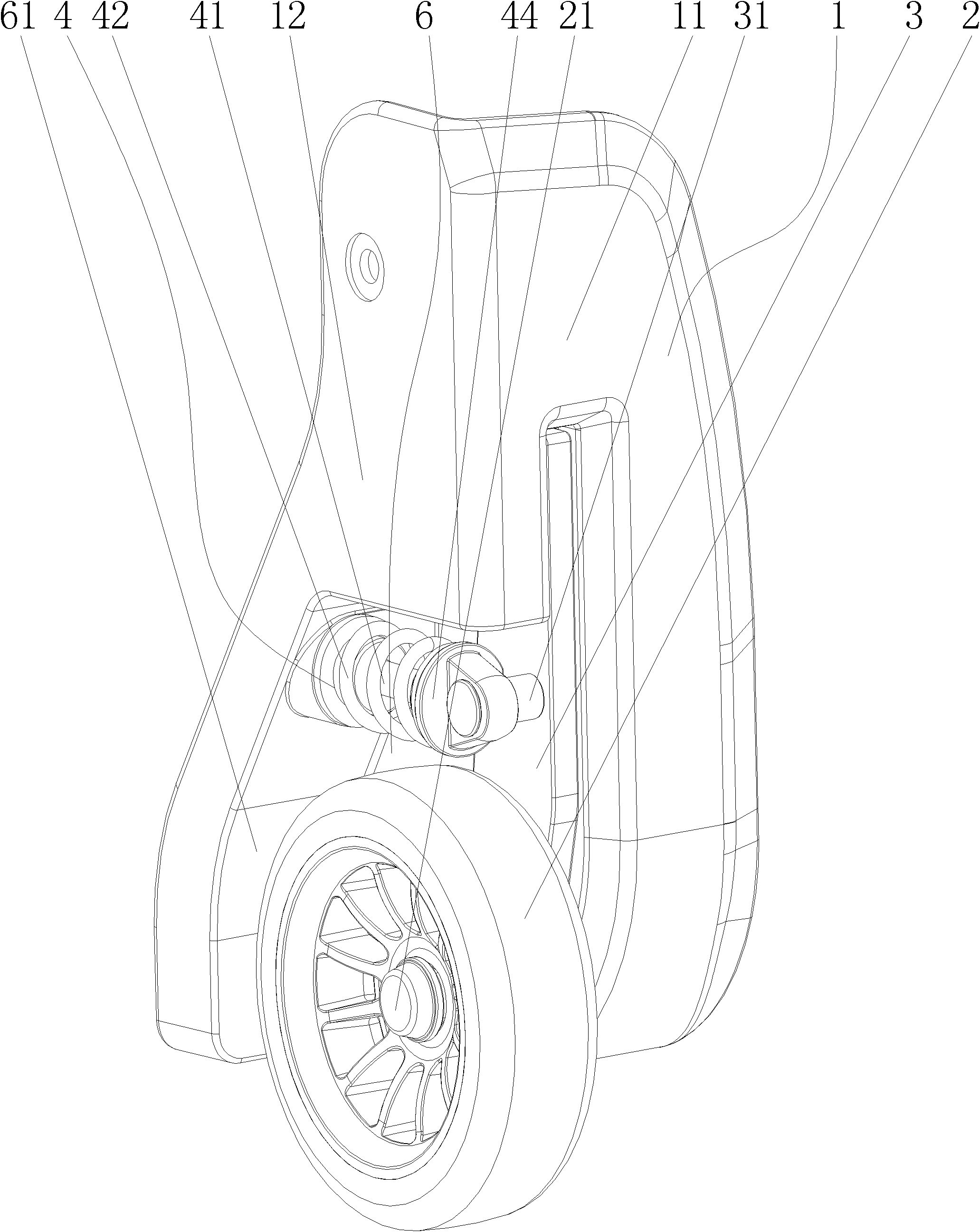 Cushioning wheel structure of travel suitcase