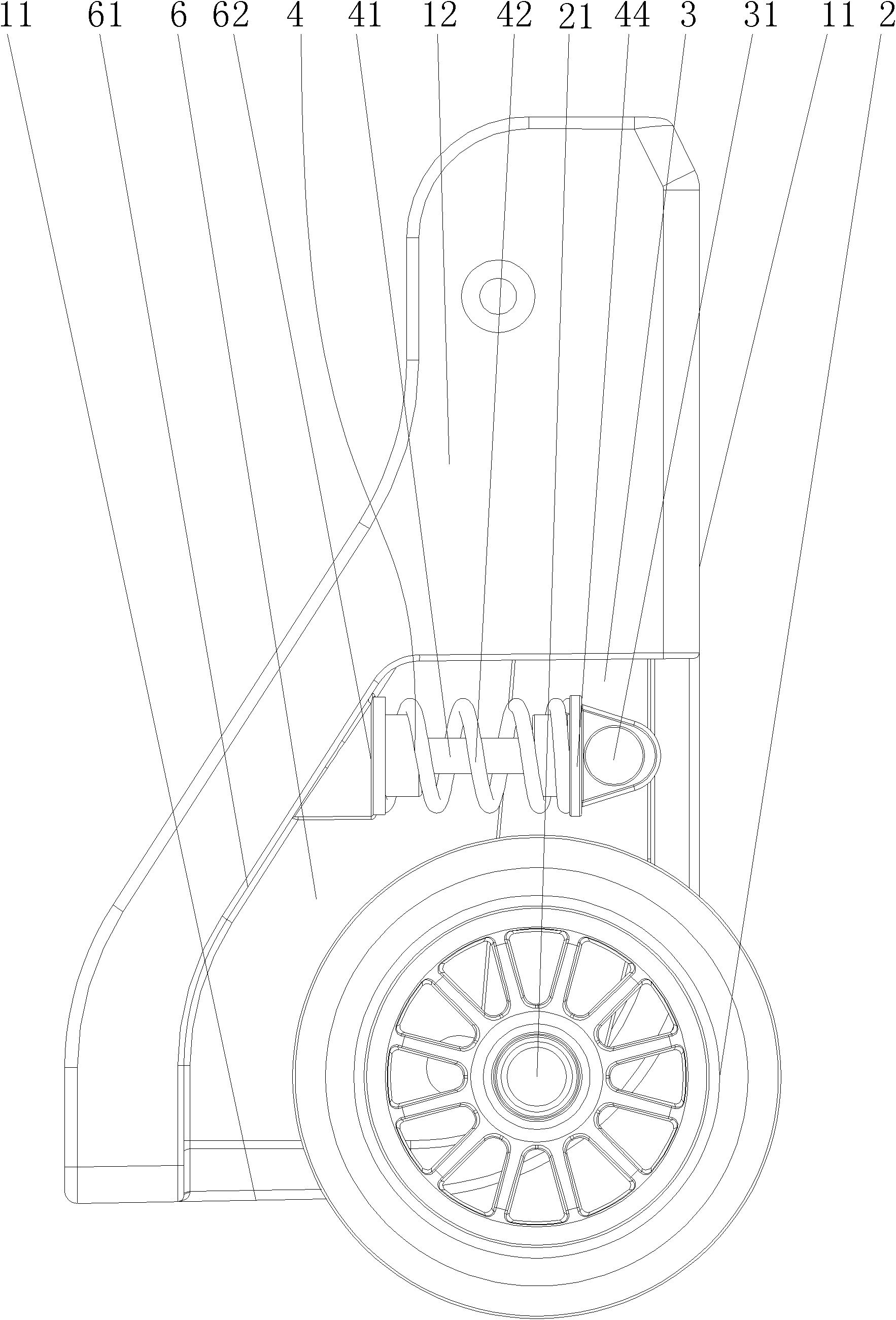 Cushioning wheel structure of travel suitcase