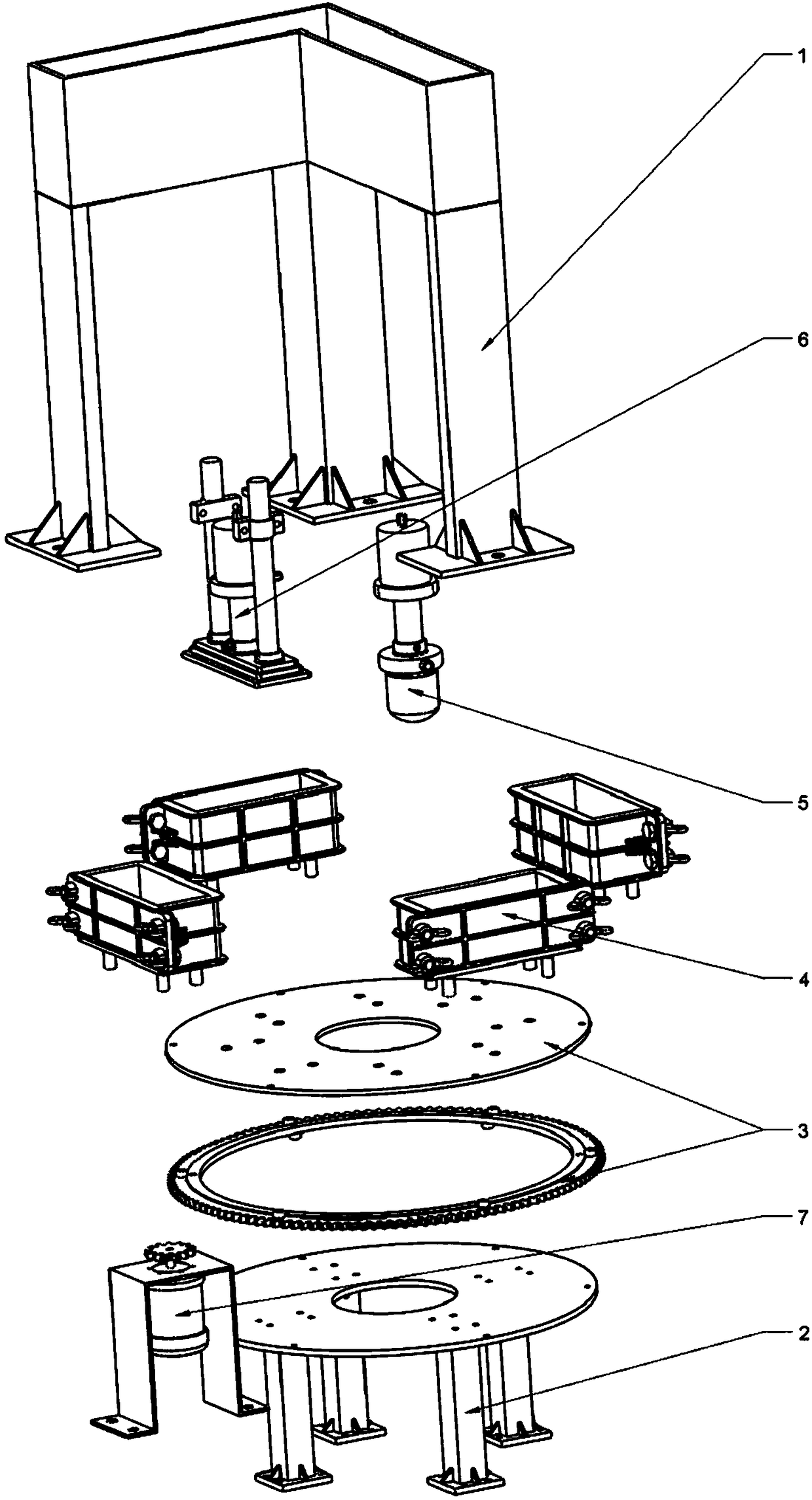 Multi-station concrete component forming machine