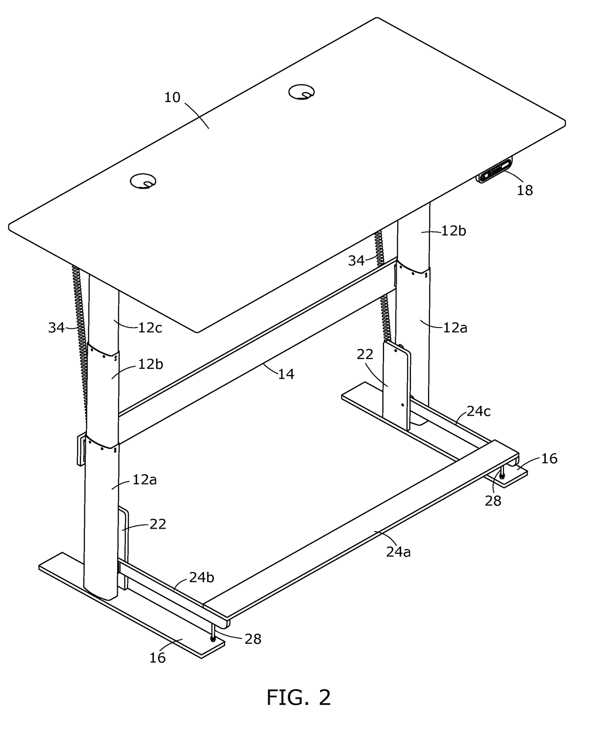 Electric height adjustable desk with synchronous moving mechanical footrest