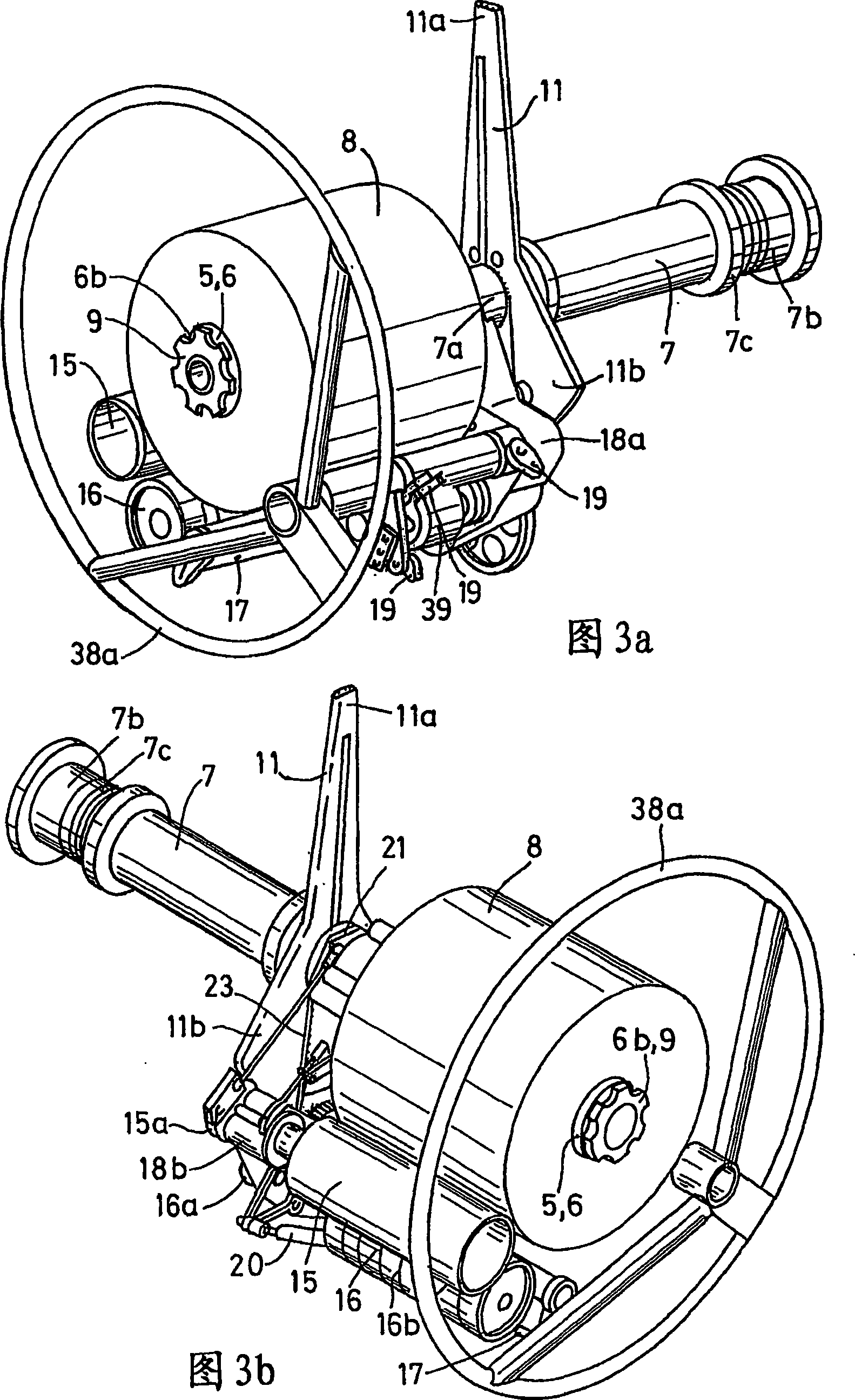 Device for winding an elongate, threadlike element on a winding element