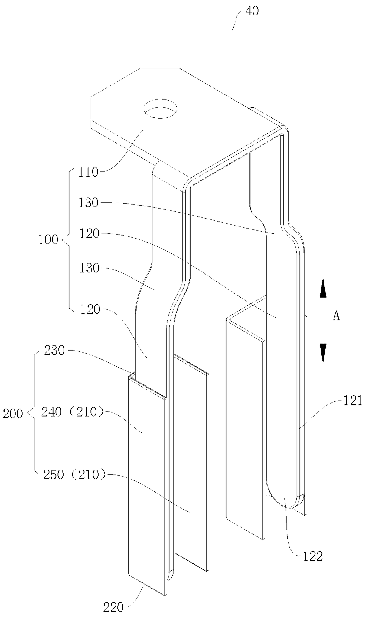 Electric connector and battery comprising the same