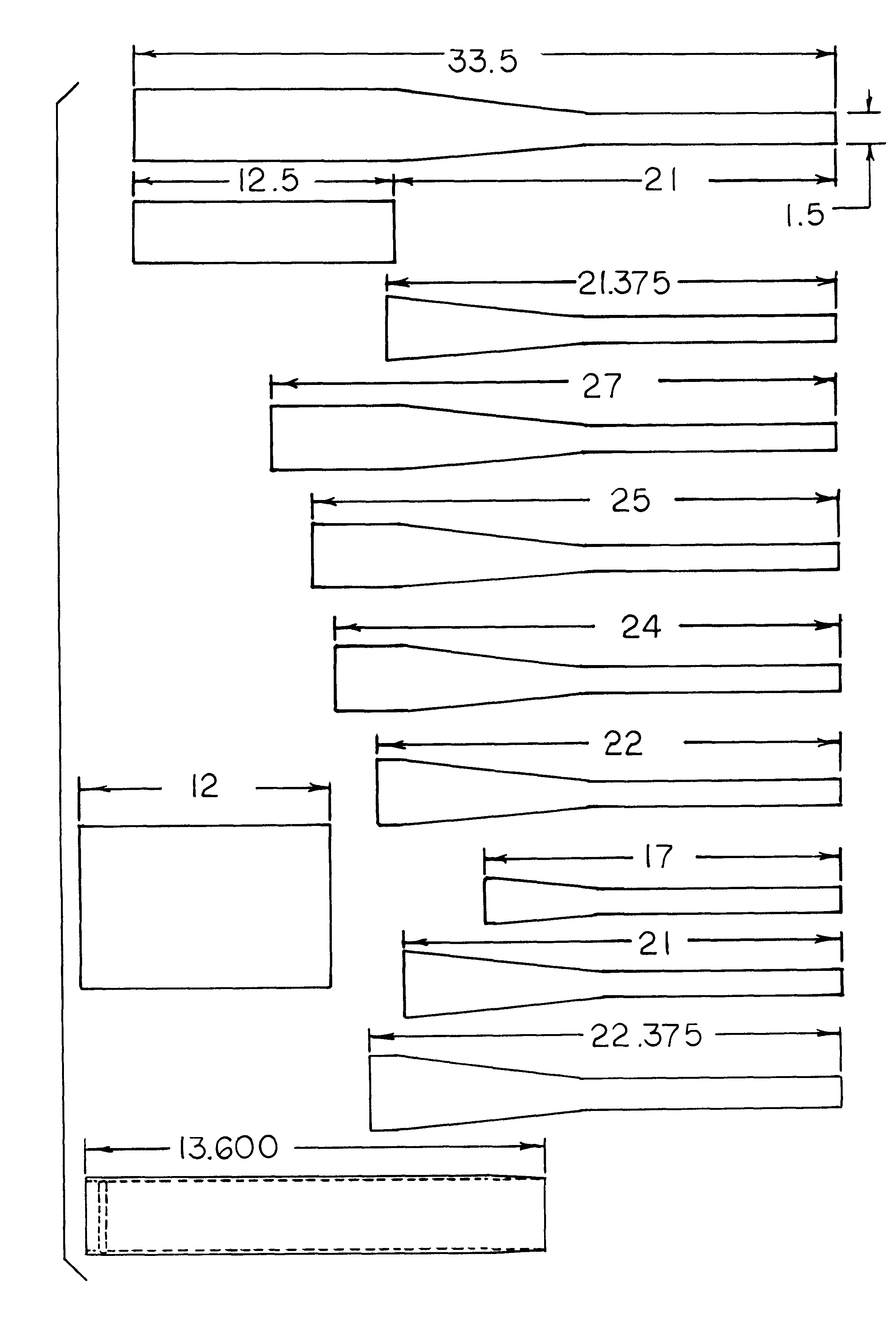 Bat with high moment of inertia to weight ratio and method of fabrication