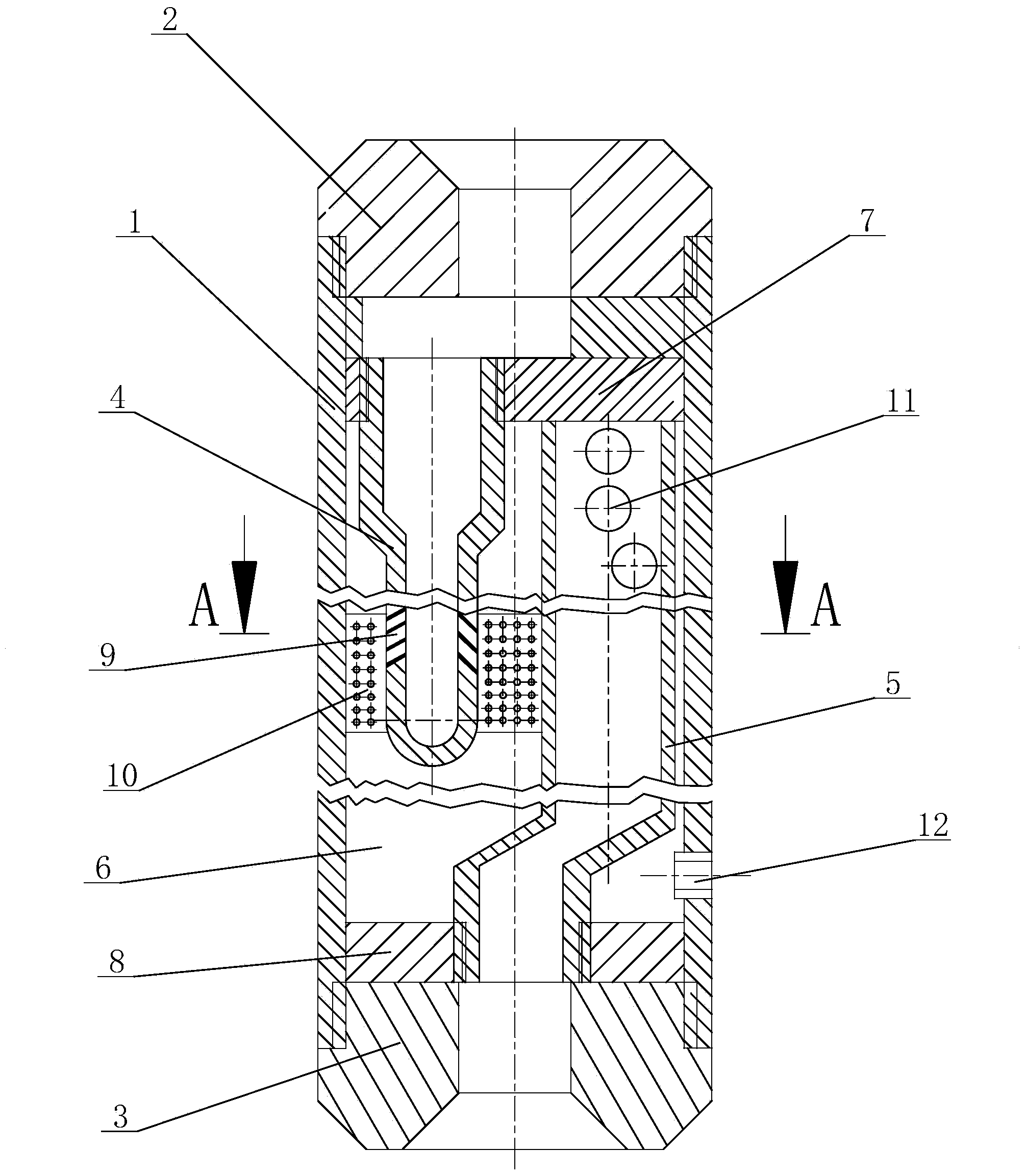 Device for removing rock debris in hole through waterpower