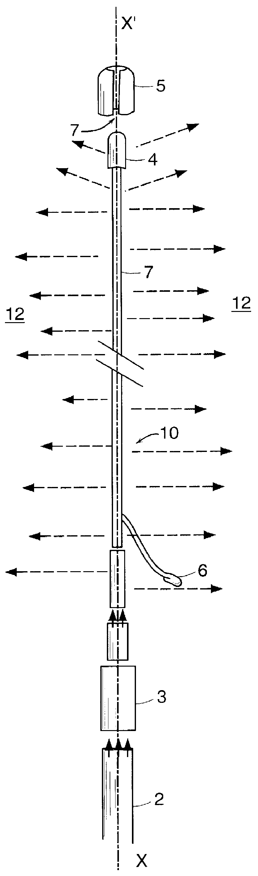 Instrument intended to the location of veins by means of optical fibers and to the simultaneous ablation thereof