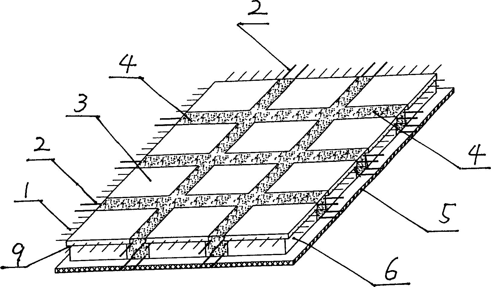 Steel bar concrete dense rib floor