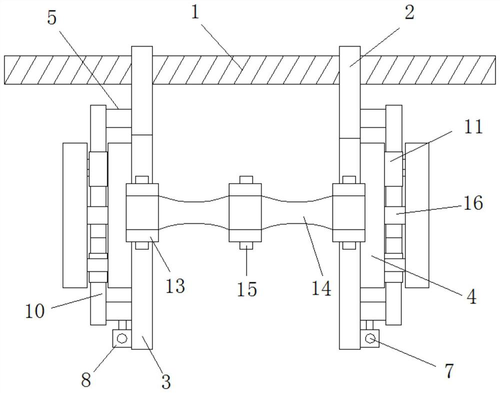 A sewage pipe clamping device with adjustable clamp spacing and clamping size