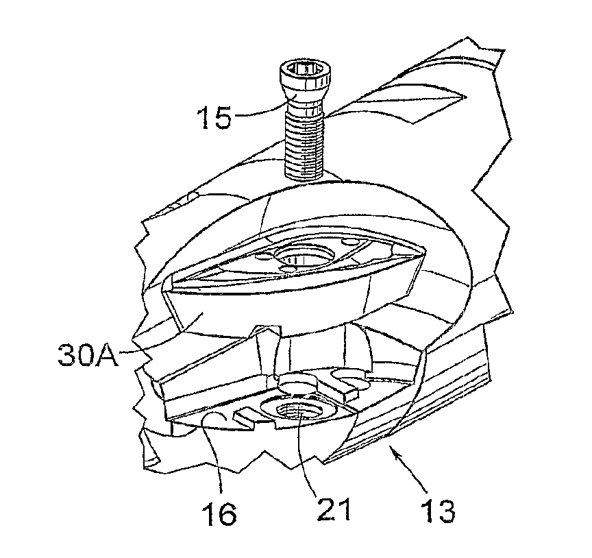 A milling tool with cooperating projections and recesses between the cutting insert and the holder