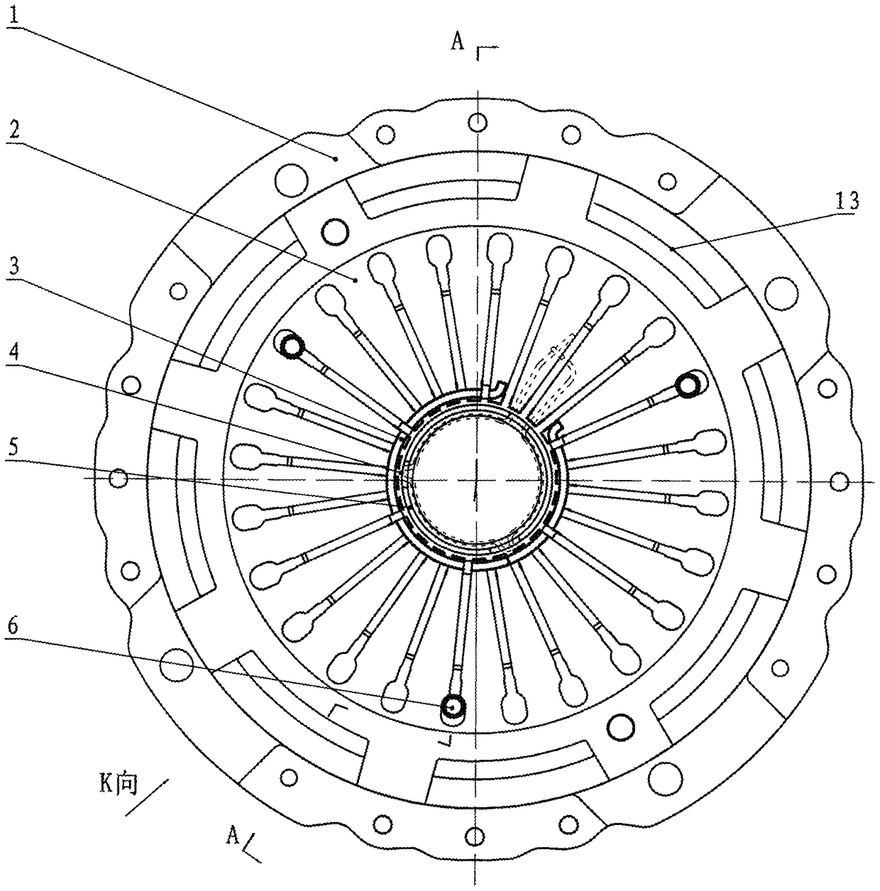 Pull-type stable clutch cover assembly