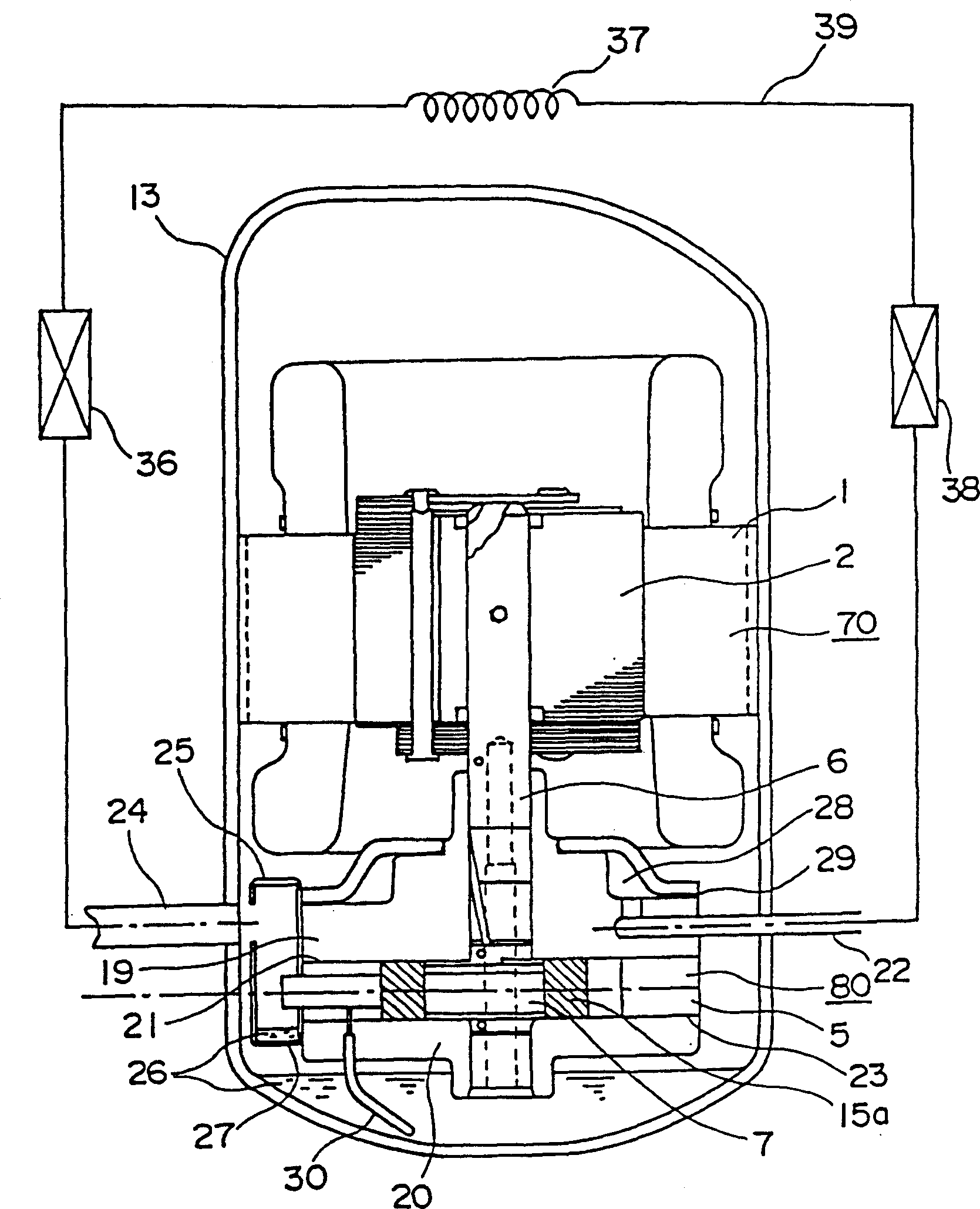 Rotary compressor, refrigerating circulation and ice house using same