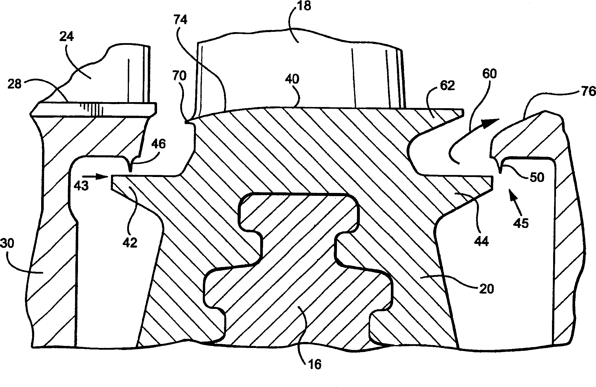 Flow passage sealing of turbine and streamline structure thereof