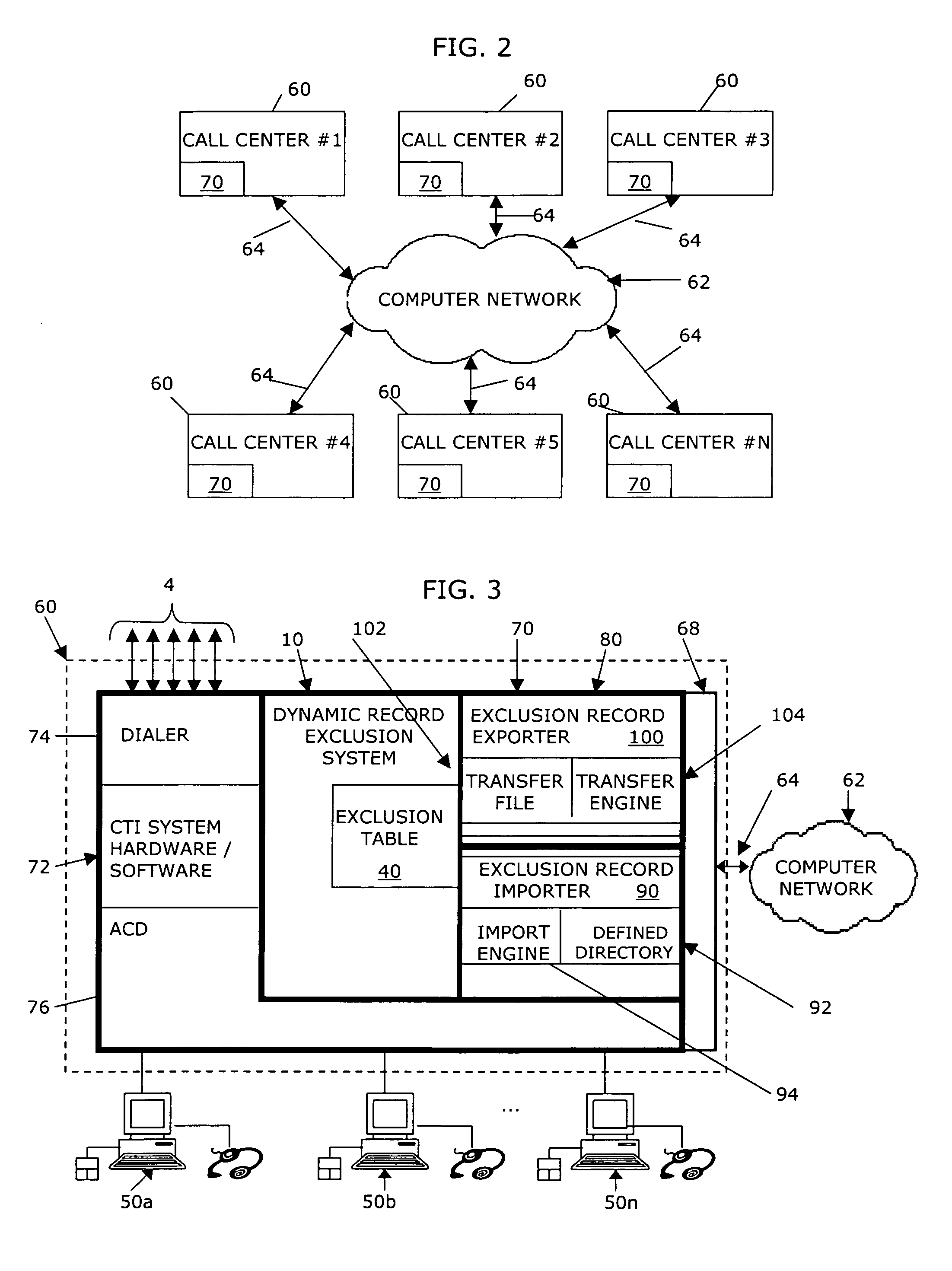 System and method of propagating exclusion records in a networked computer telephony integration system