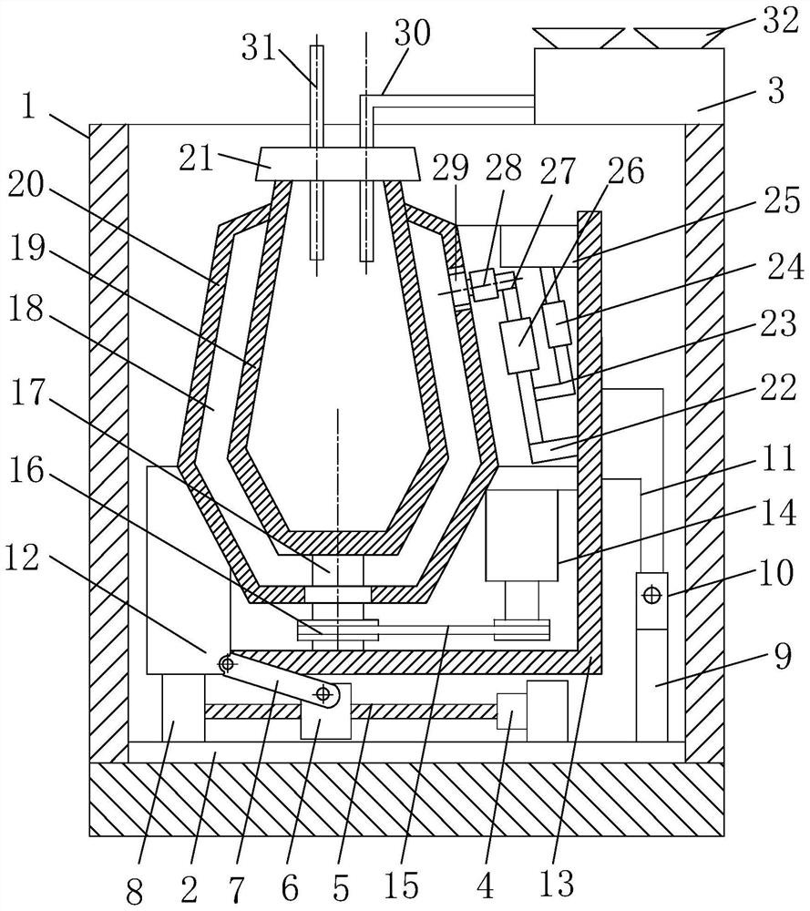 A vacuum steelmaking furnace