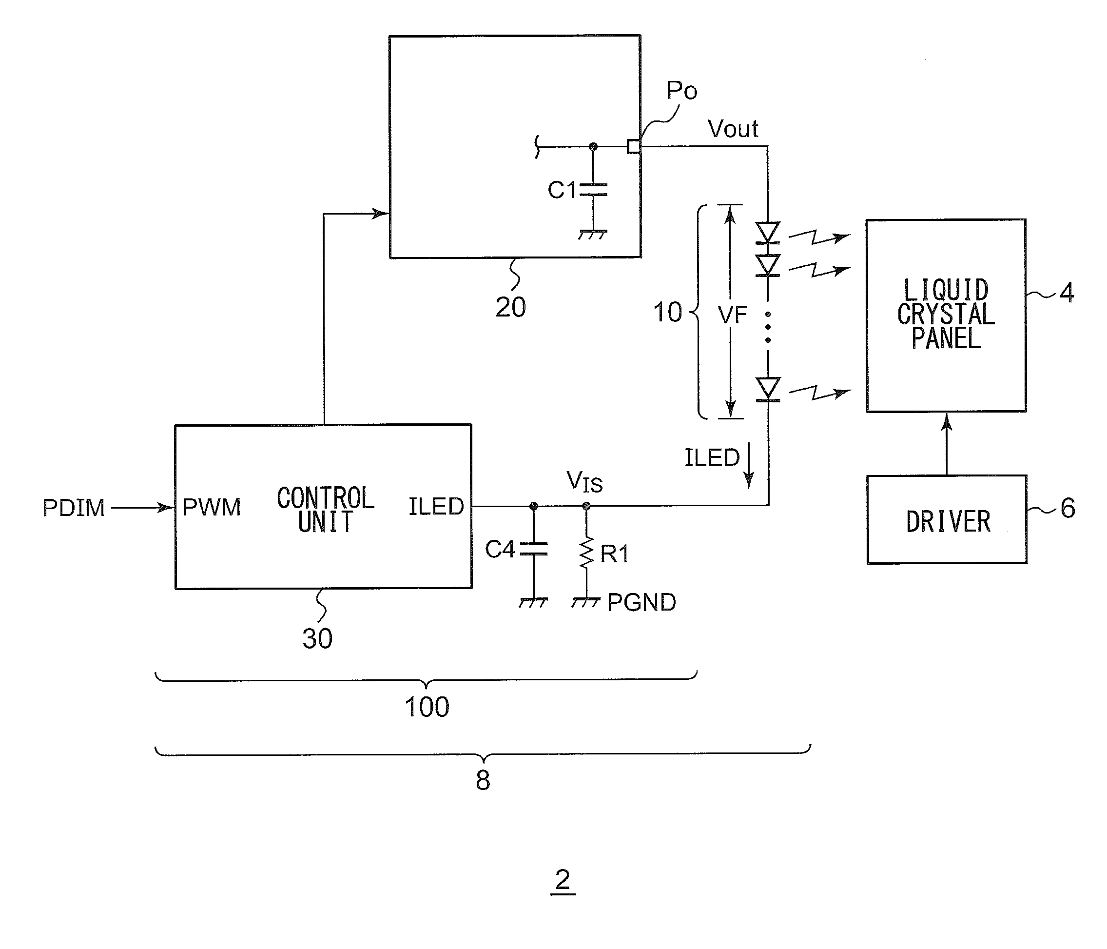 Circuit and method for driving LED string for backlight,  and backlight and display device using the circuit