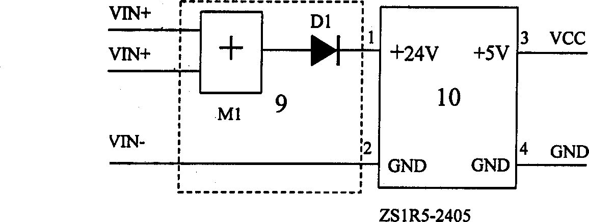 Transducer able to implement Ethernet communication and with redundent power supply provided by network