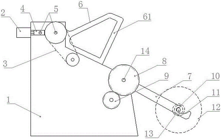 Feeding device with swing arms and guide rails matched and for bag making machine