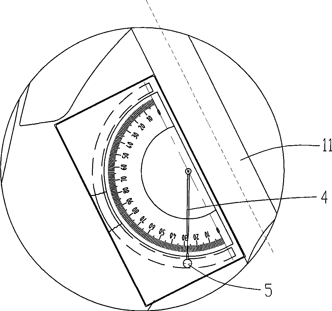 Front inclination angle measurement mechanism for motorcycle