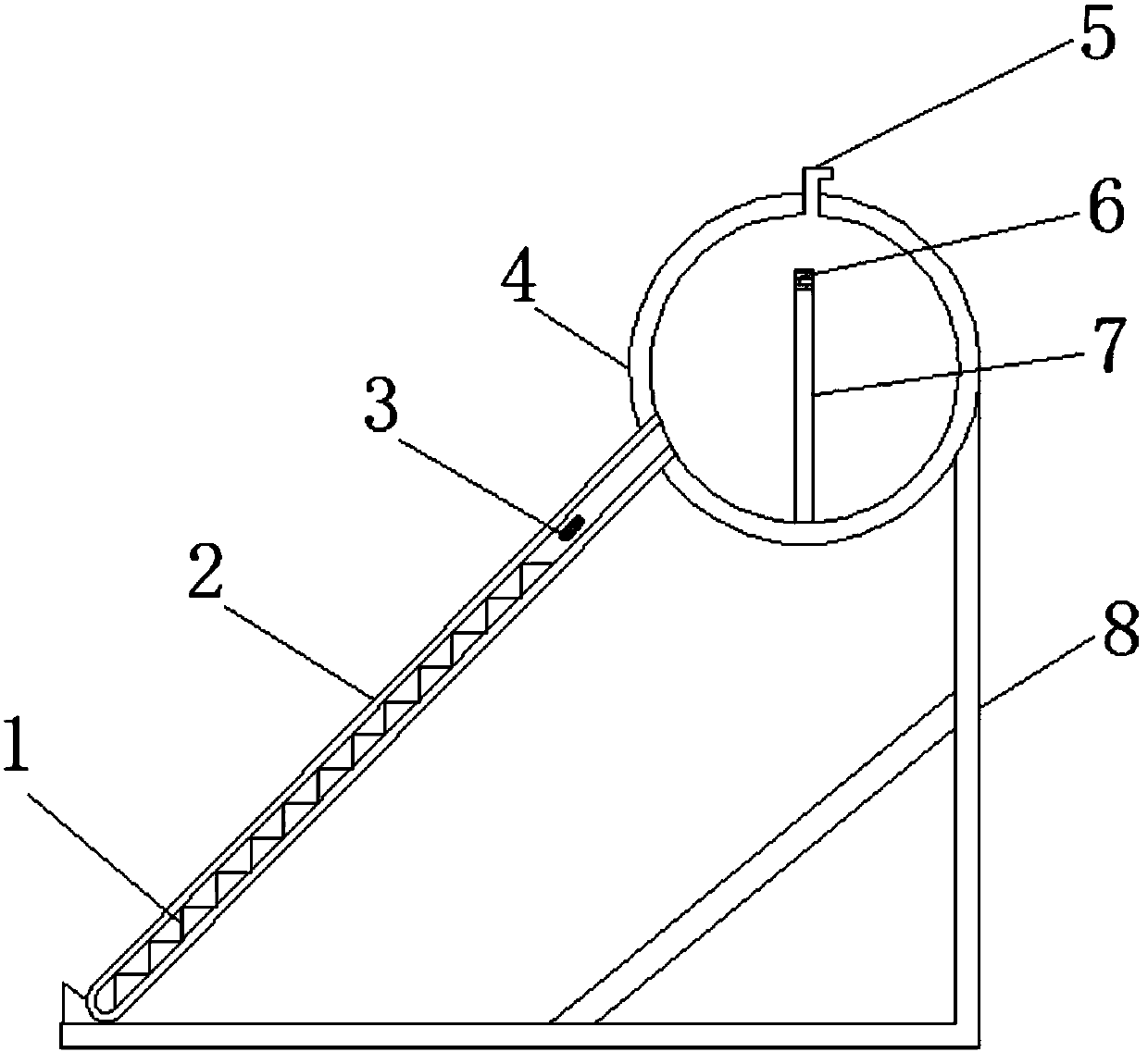 Device for controlling liquid water temperature by natural light