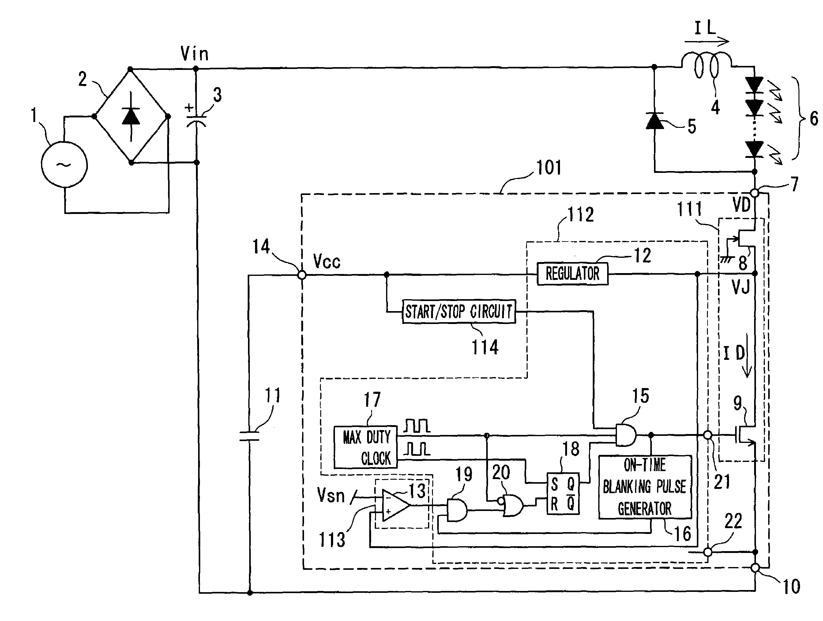 LED driving semiconductor circuit and LED driving apparatus including the same