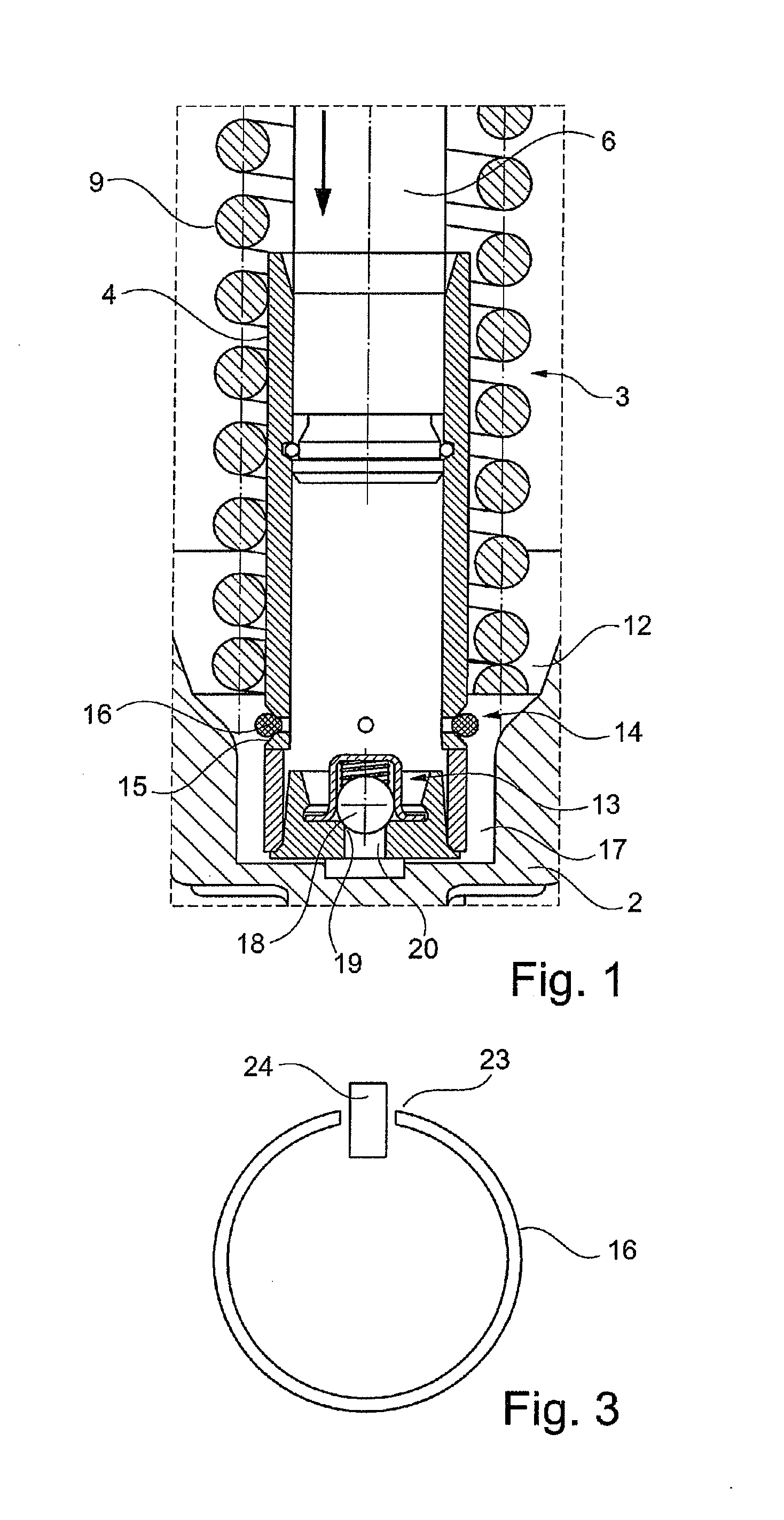 Annular spring element for a hydraulic belt tensioner