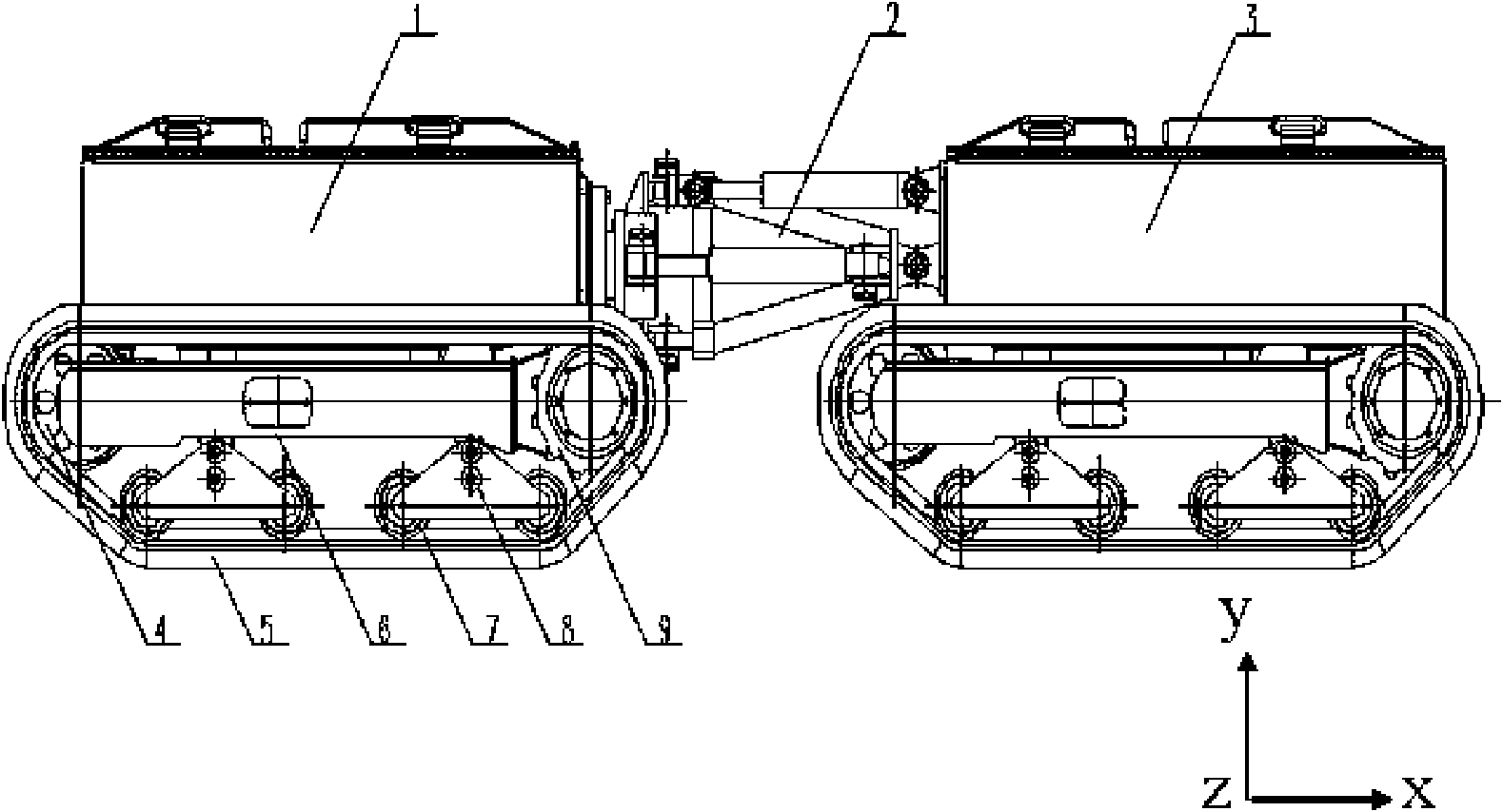 Cobalt crust mining articulated crawler walking device