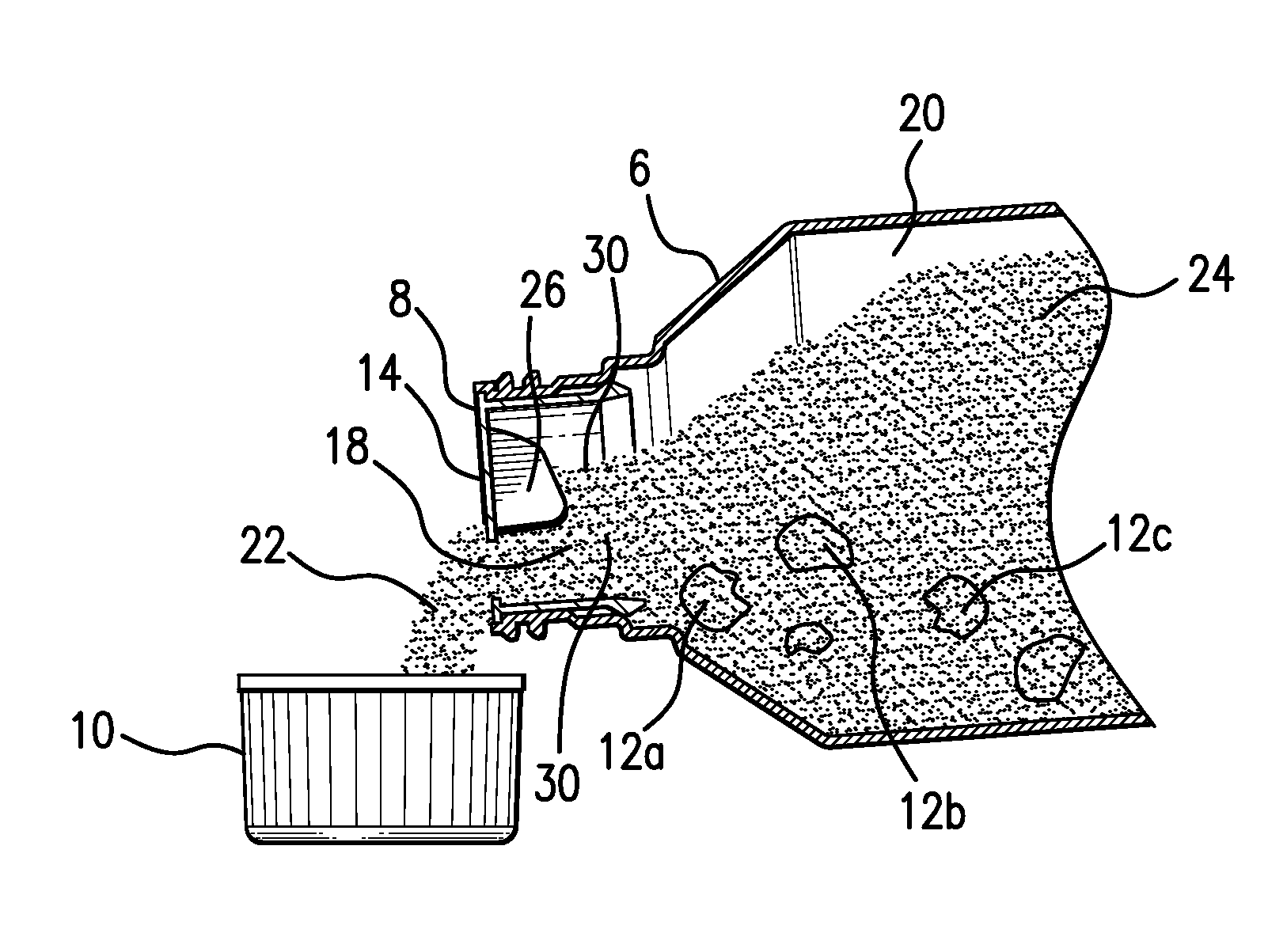 Fitment and container for powdered products, especially powdered products prone to clumping behavior