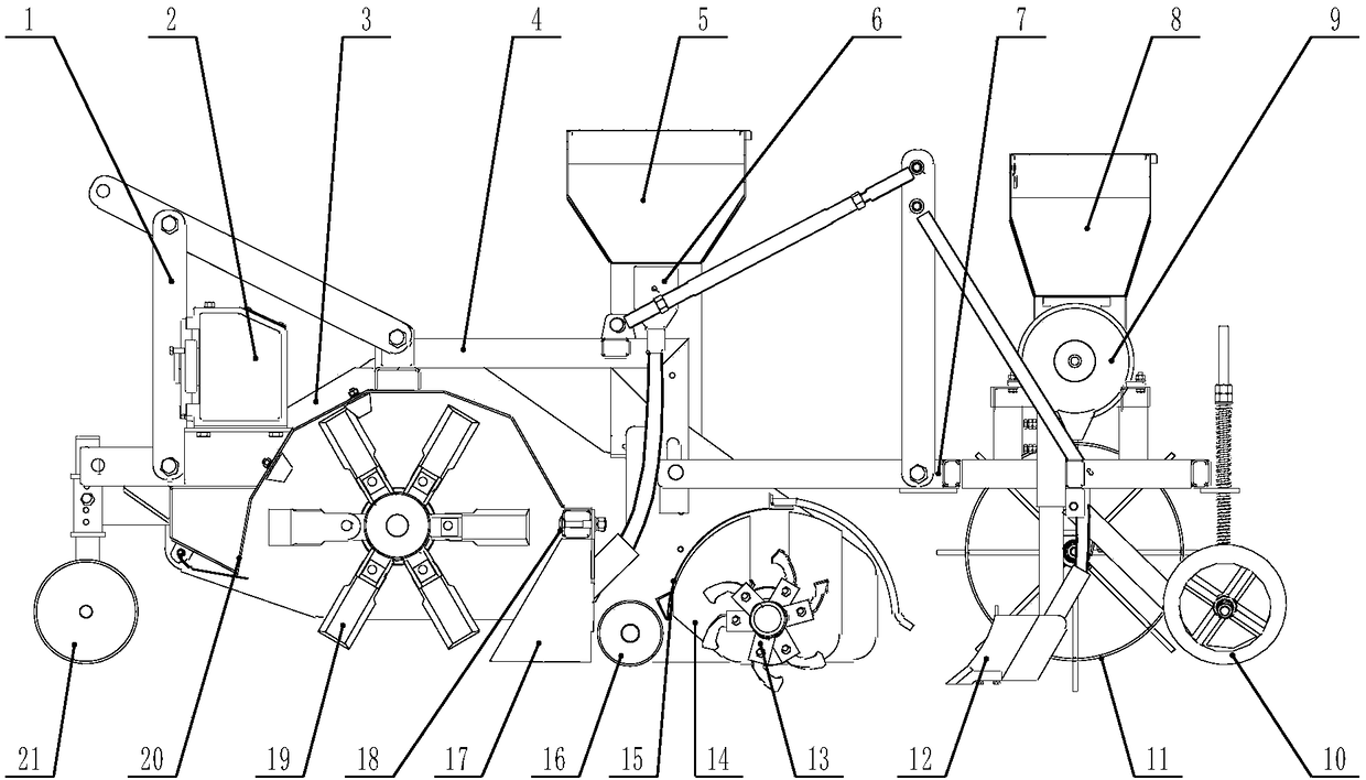 Straw smashing inter-row collecting and covering no-tillage planter