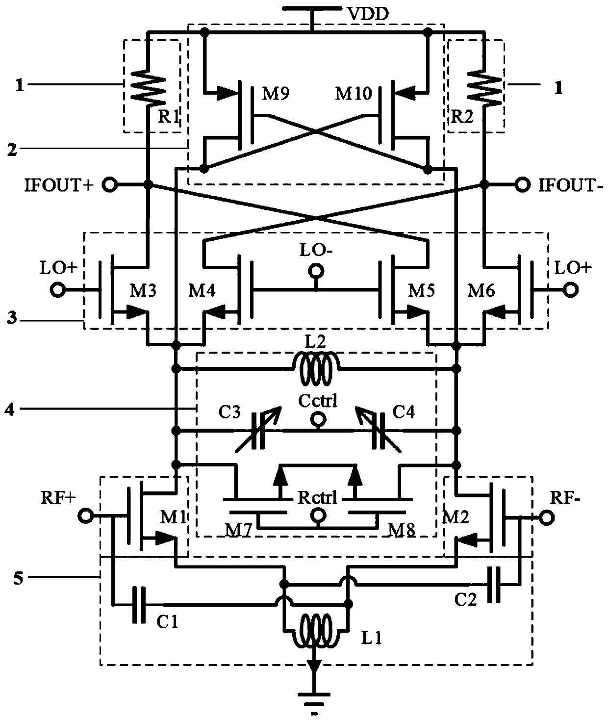 High-gain and low-noise mixer integrated circuit