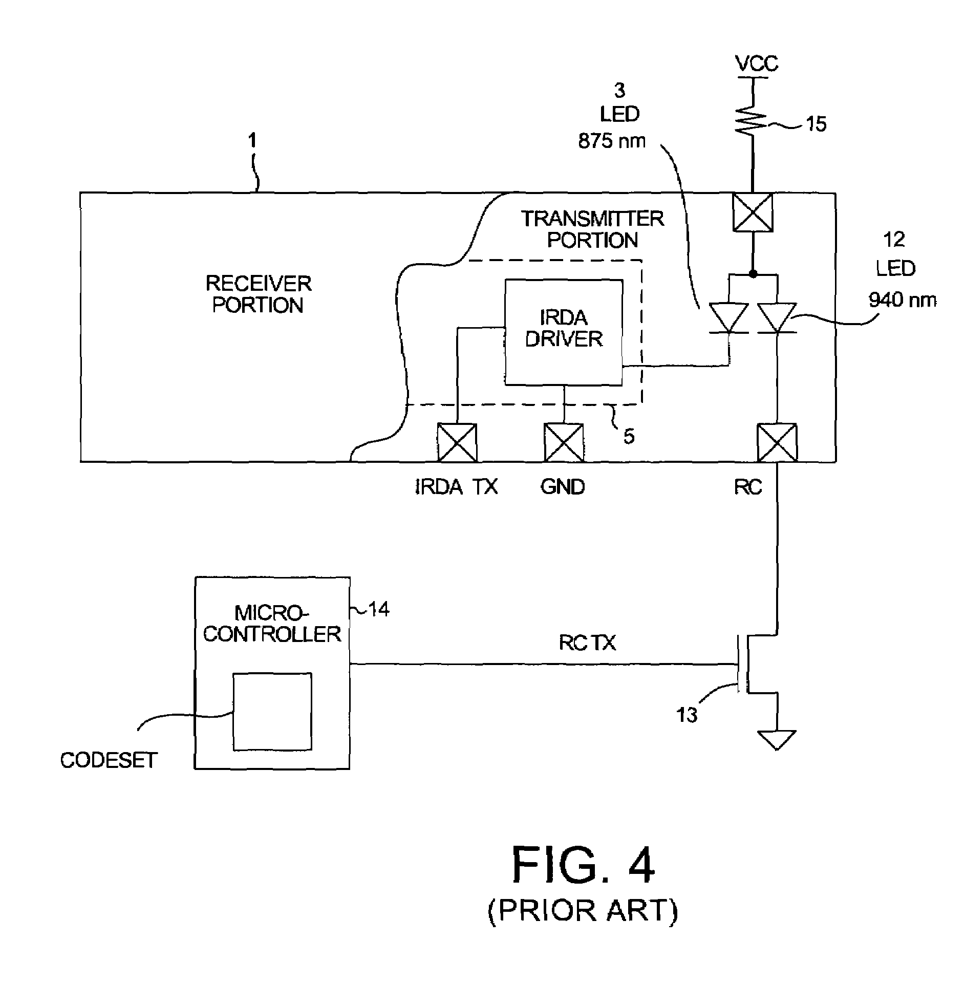 IrDA transceiver module that also functions as remote control IR transmitter