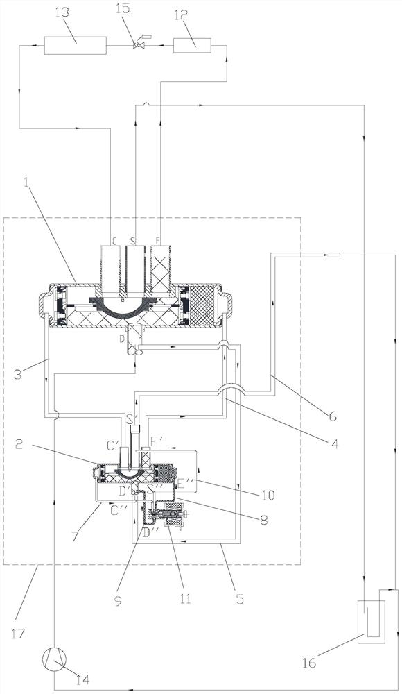 Four-way valve and air conditioning system