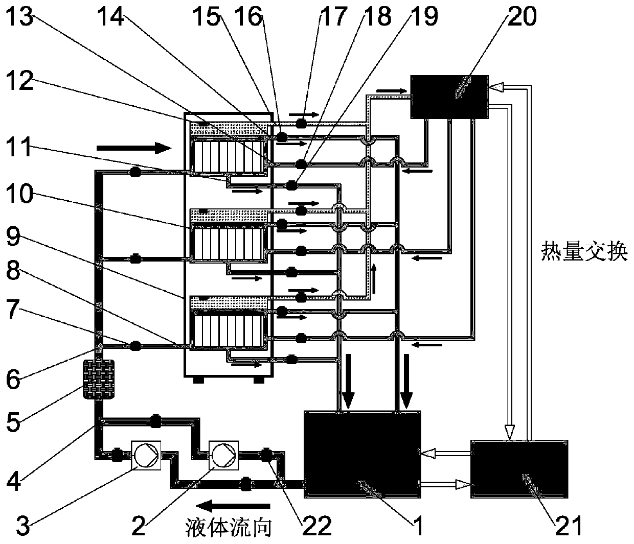 Fountain type double-circulation supercomputer cooling system