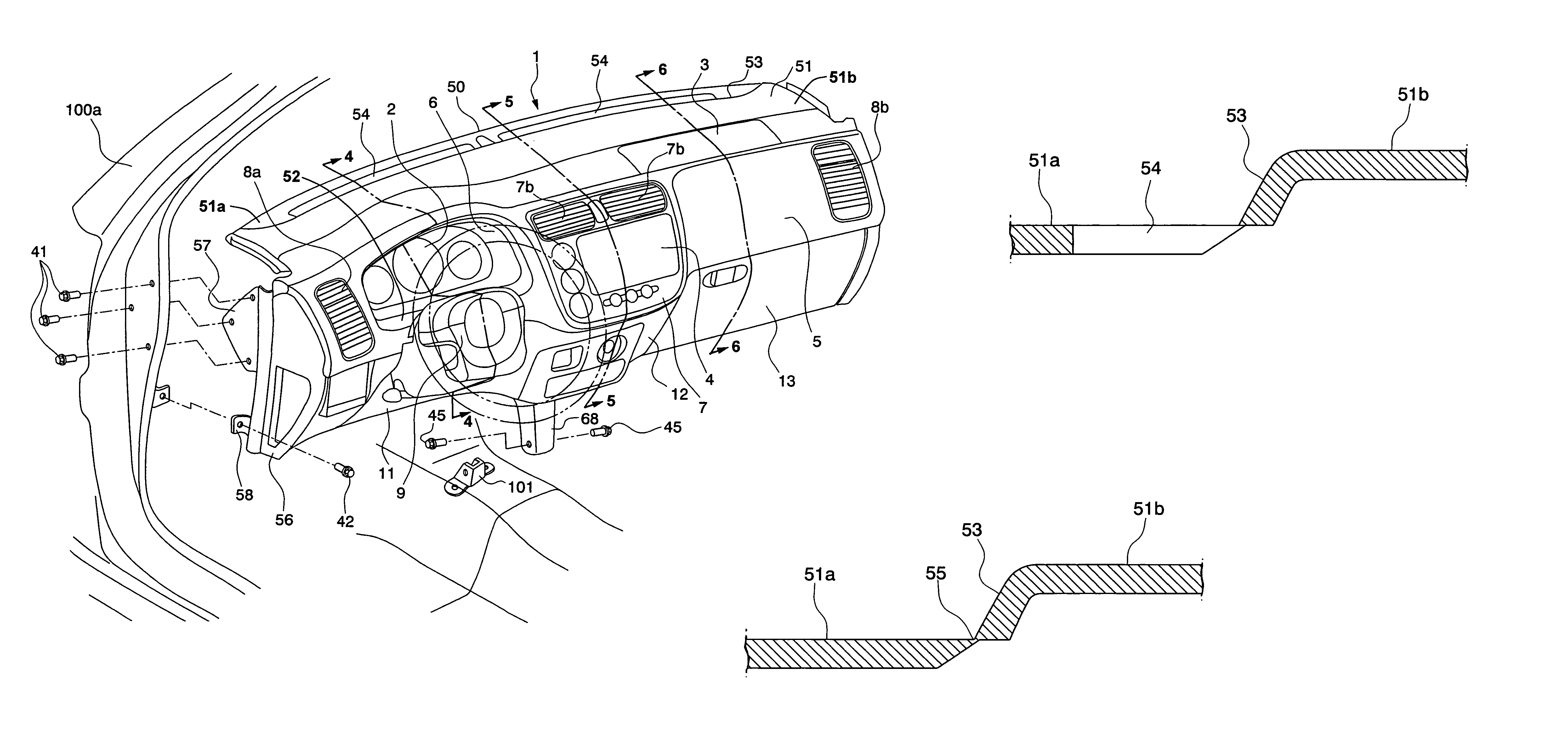 Instrument panel construction for a vehicle