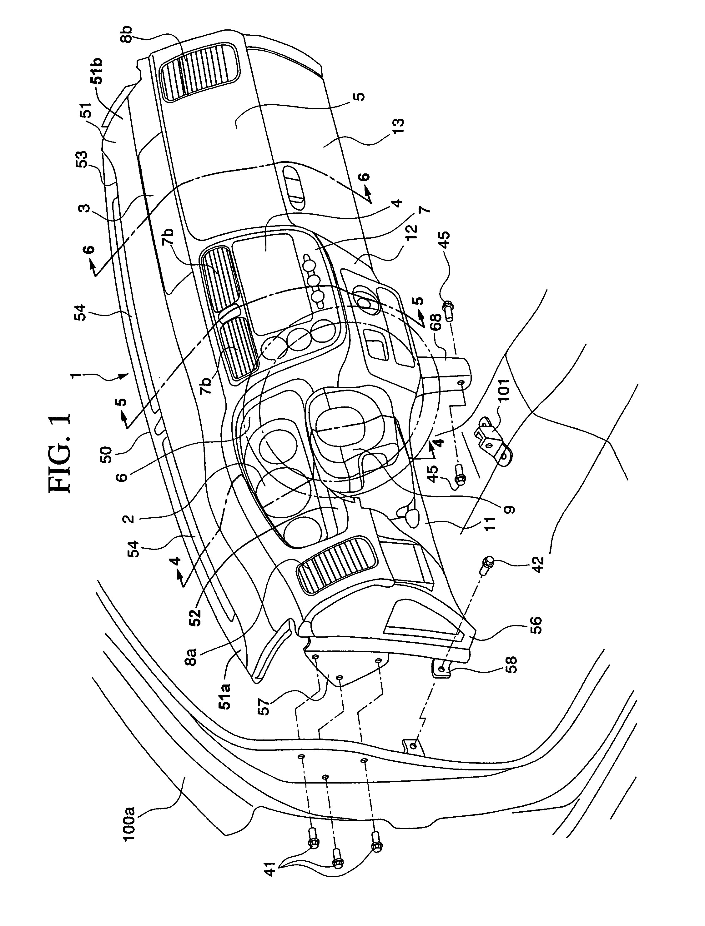 Instrument panel construction for a vehicle