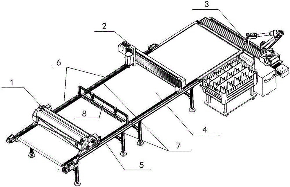 Full-automatic cloth paving and cutting integrated machine