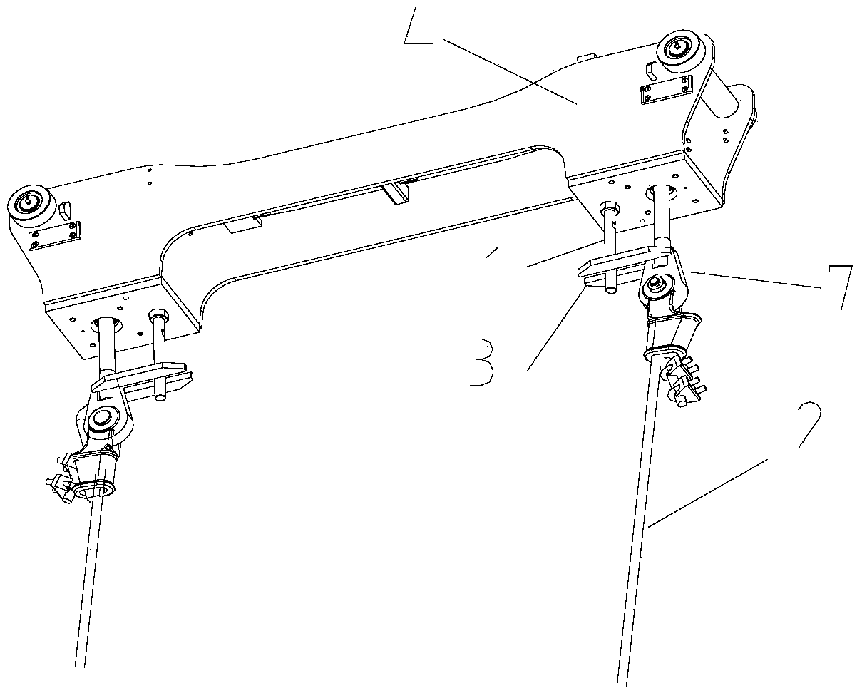 A wire rope anti-rotation device applied to container cranes