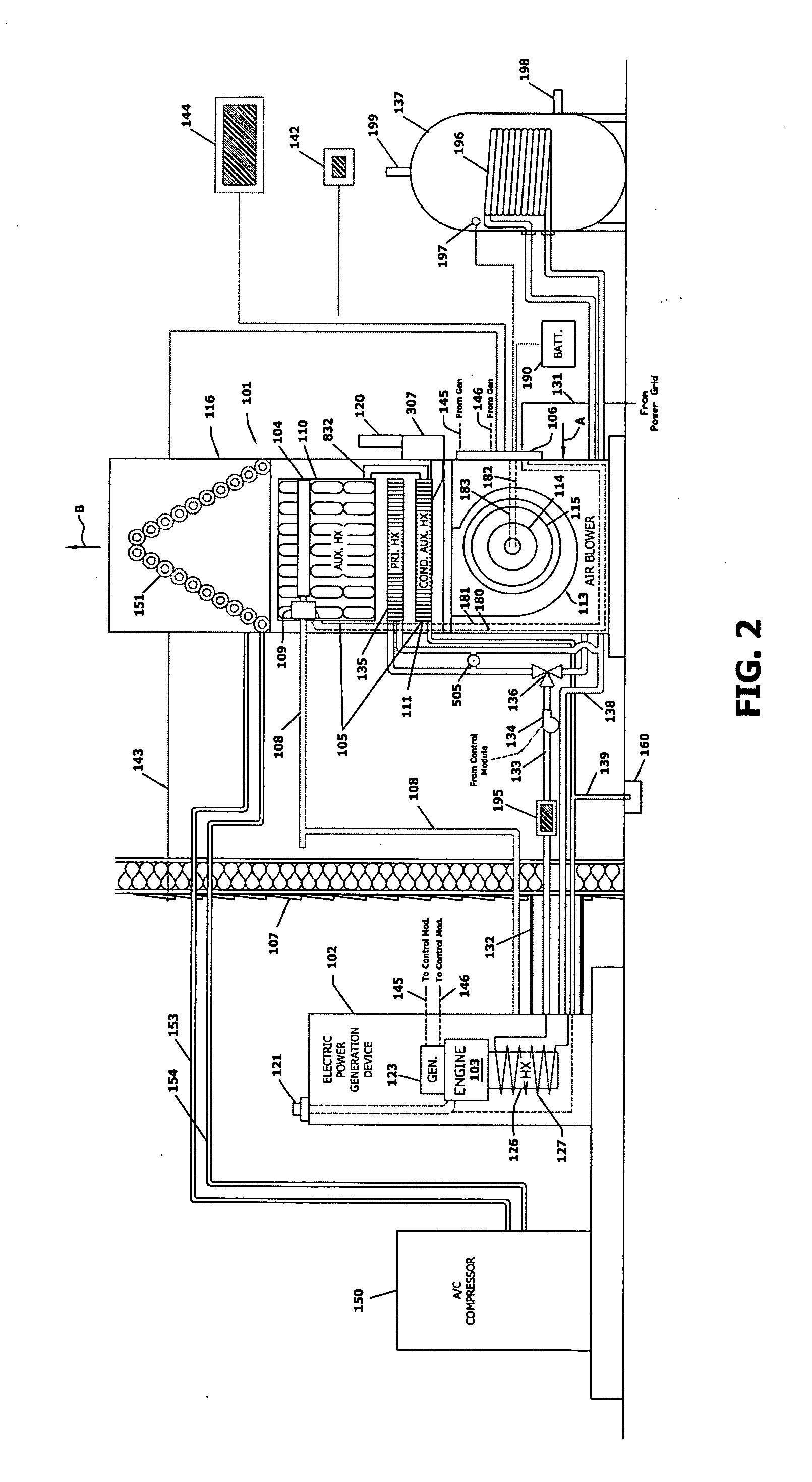 System and method for warm air space heating with electrical power generation