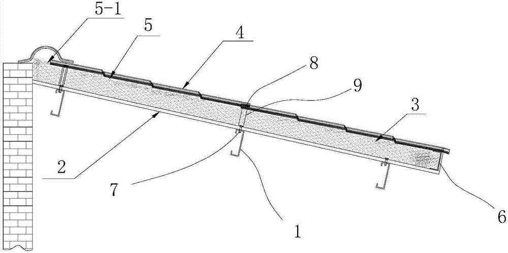 Cast-in-situ thermal-insulation integrated slope roof structure and construction method